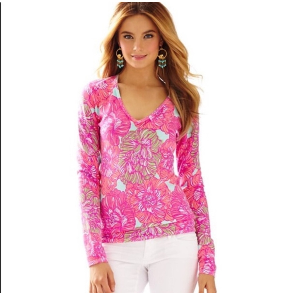 LILLY PULITZER pink floral sweater